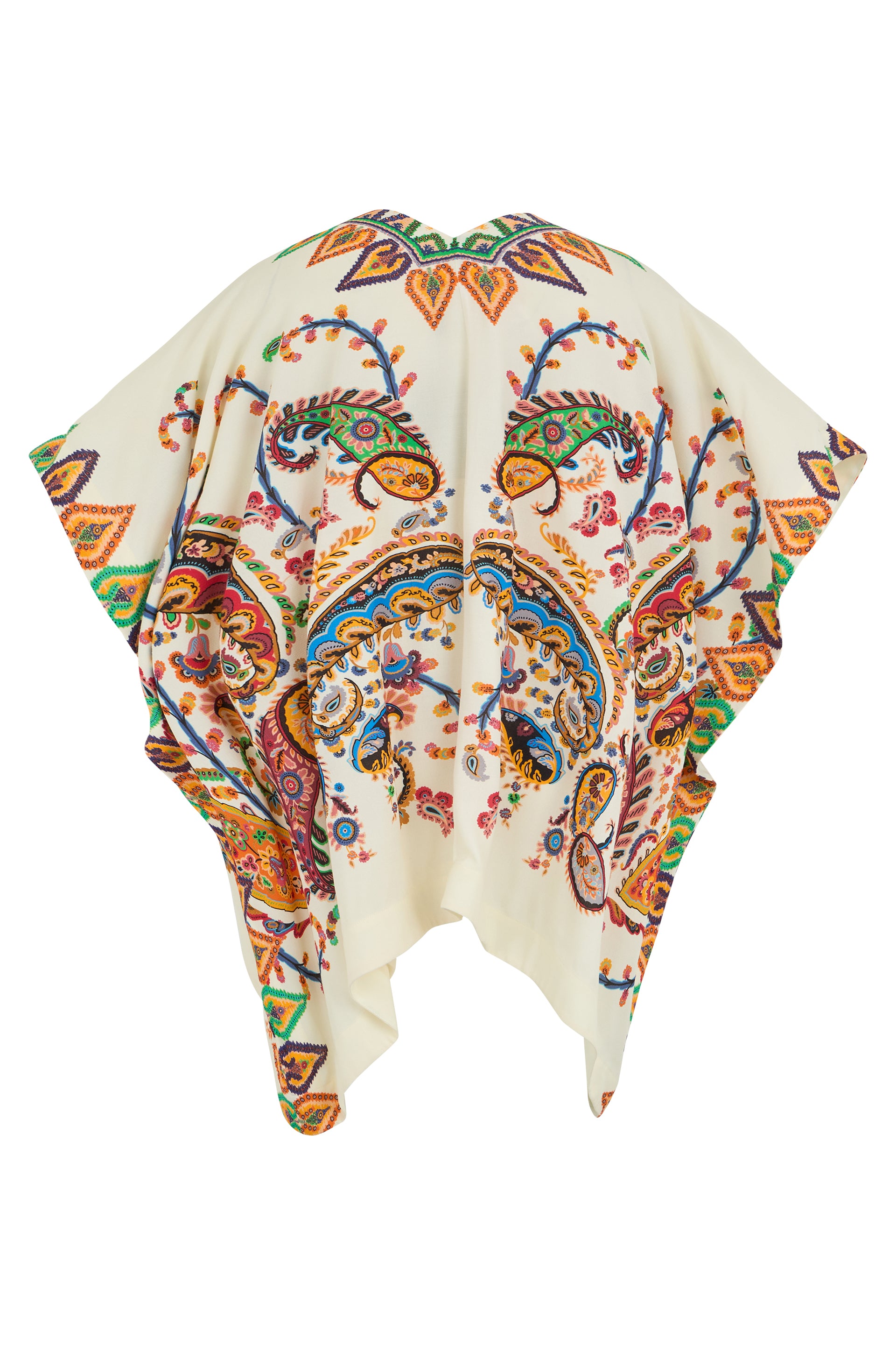 Poncho with multicolored print