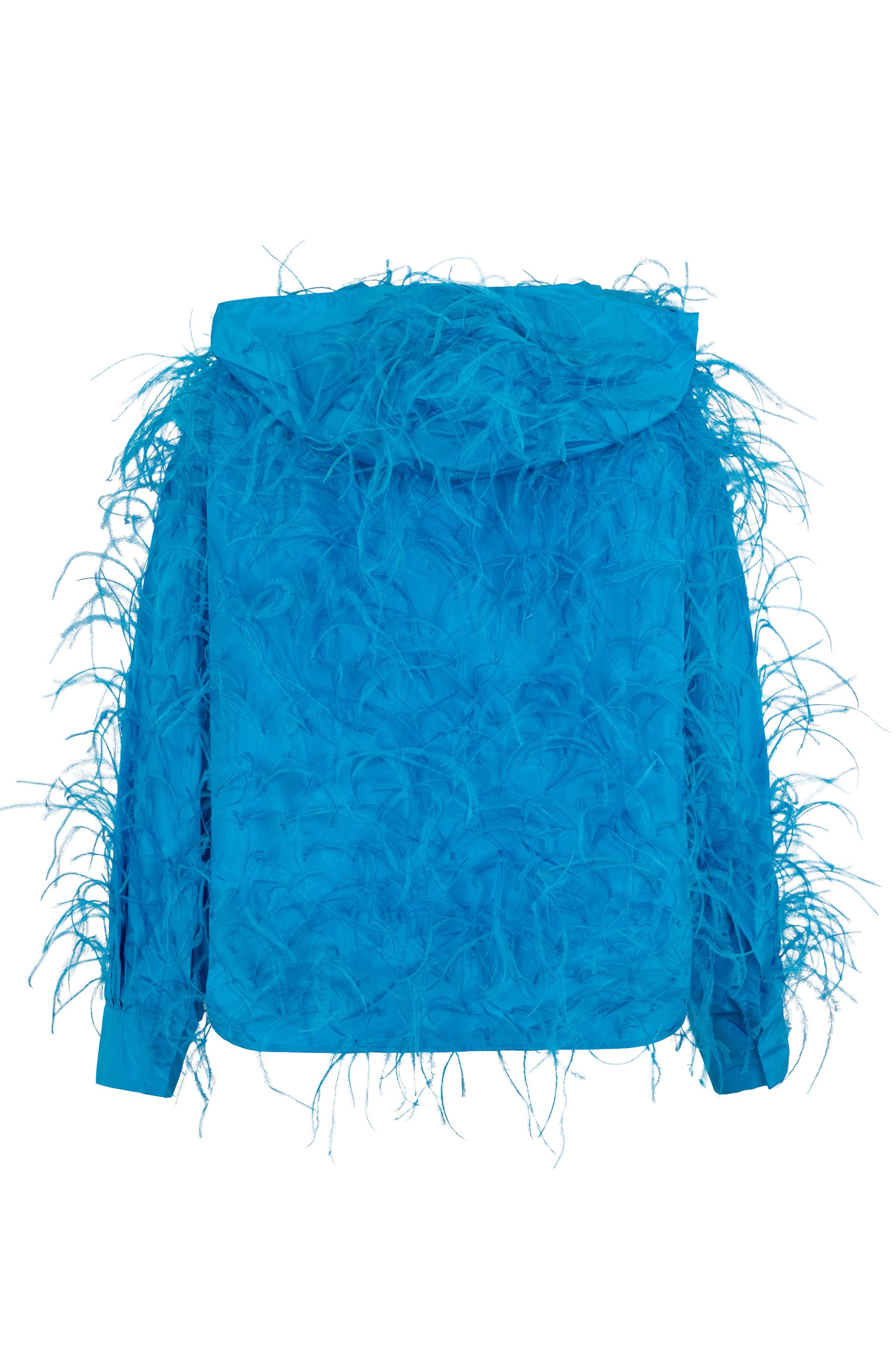 Blue pullover with details in soft fur