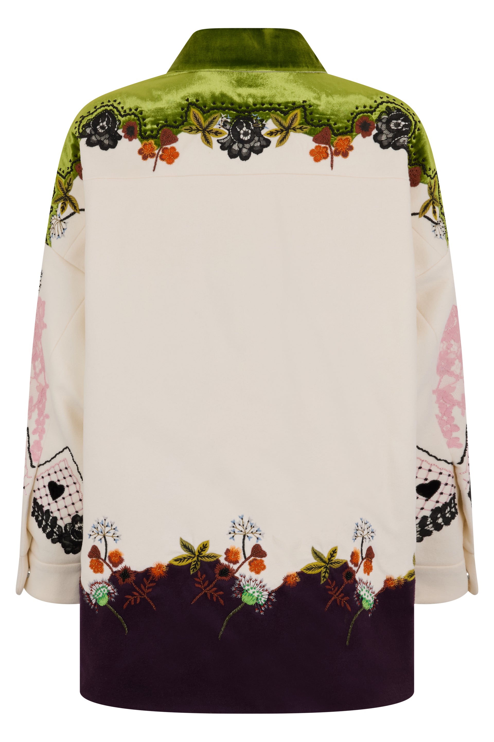 Short coat with various patterns in different colors on a neutral tone, ideal for a polished look