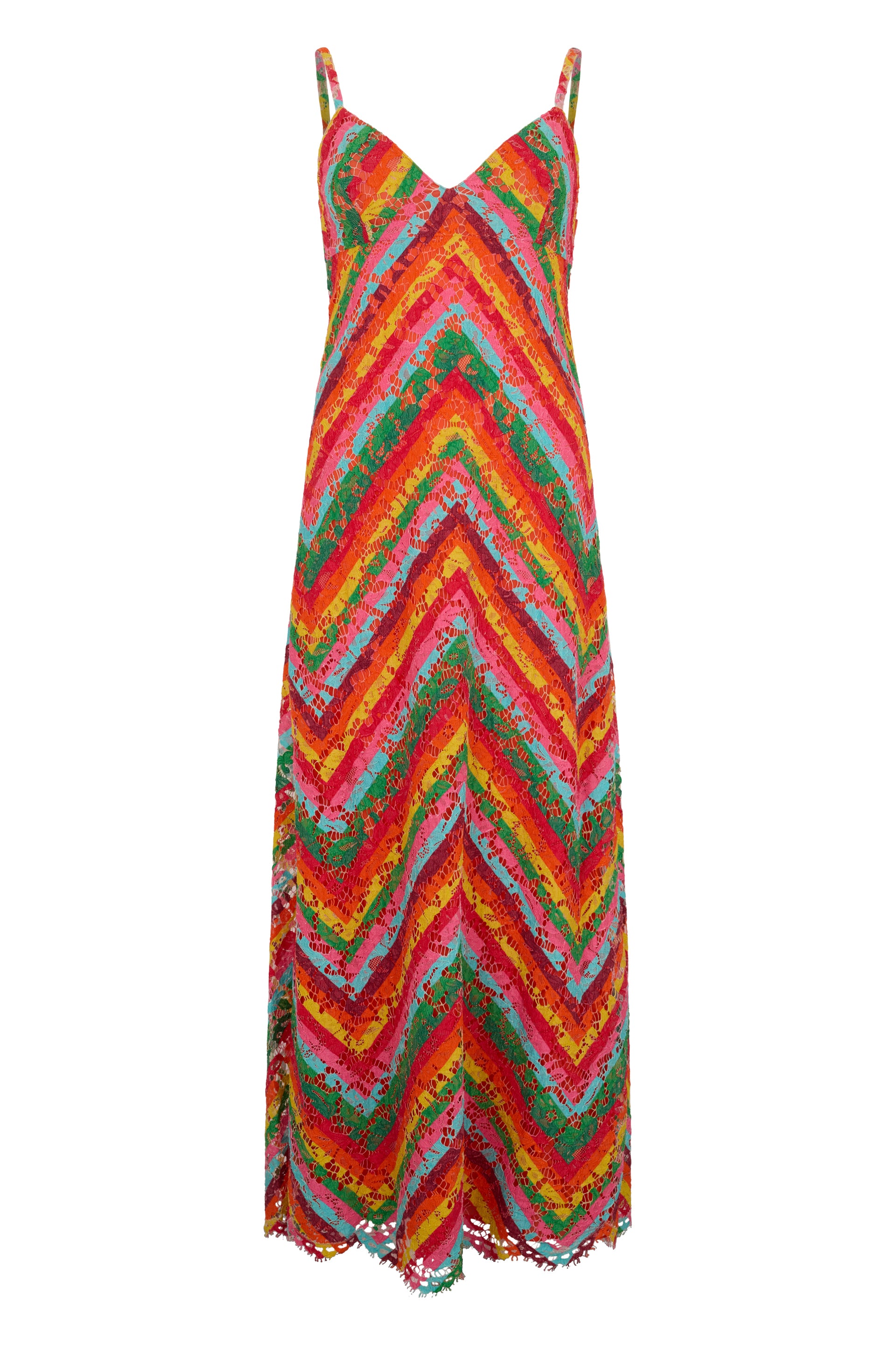 Long summer dress with elegant and fresh zigzag