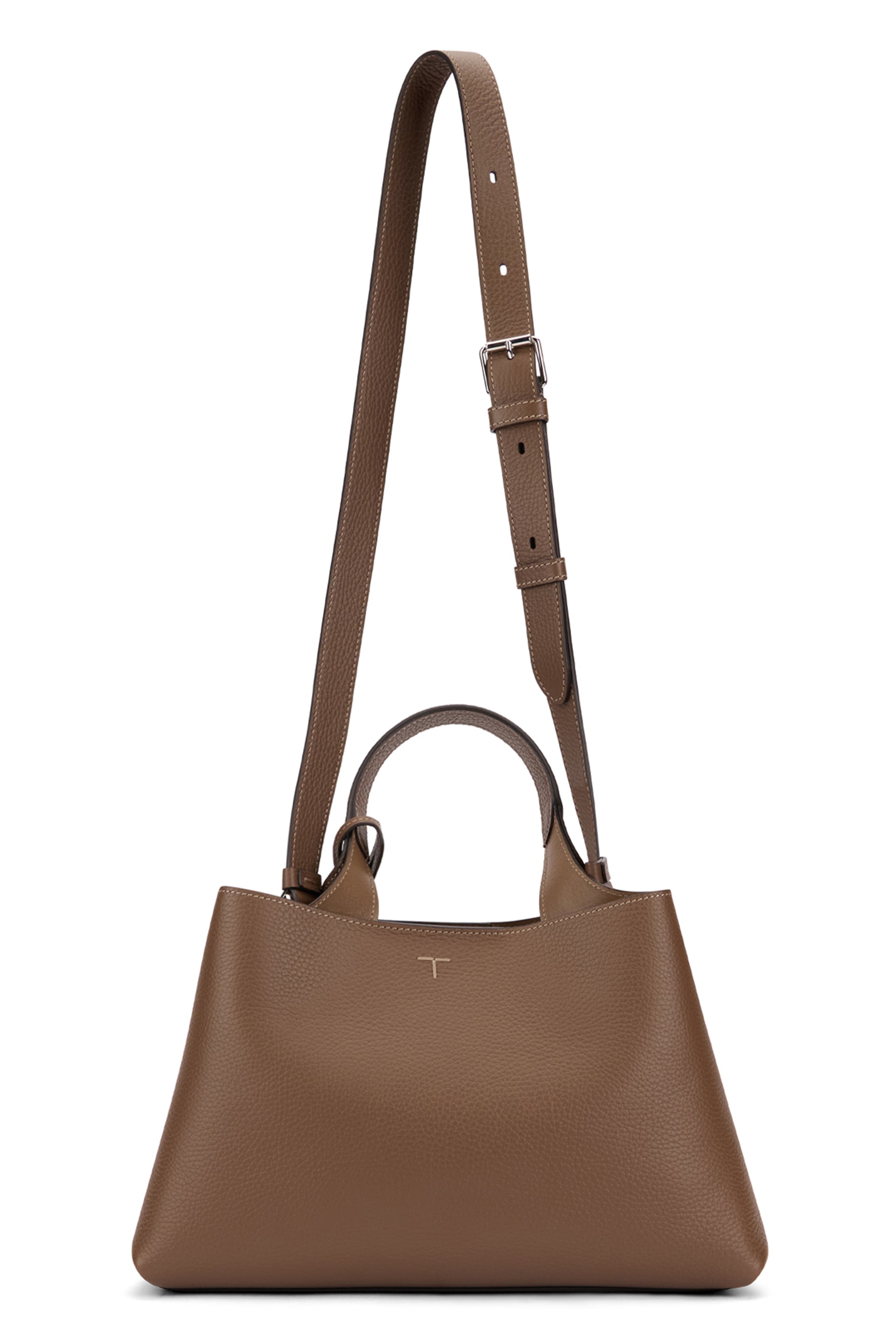 Leather handbag with shoulder strap