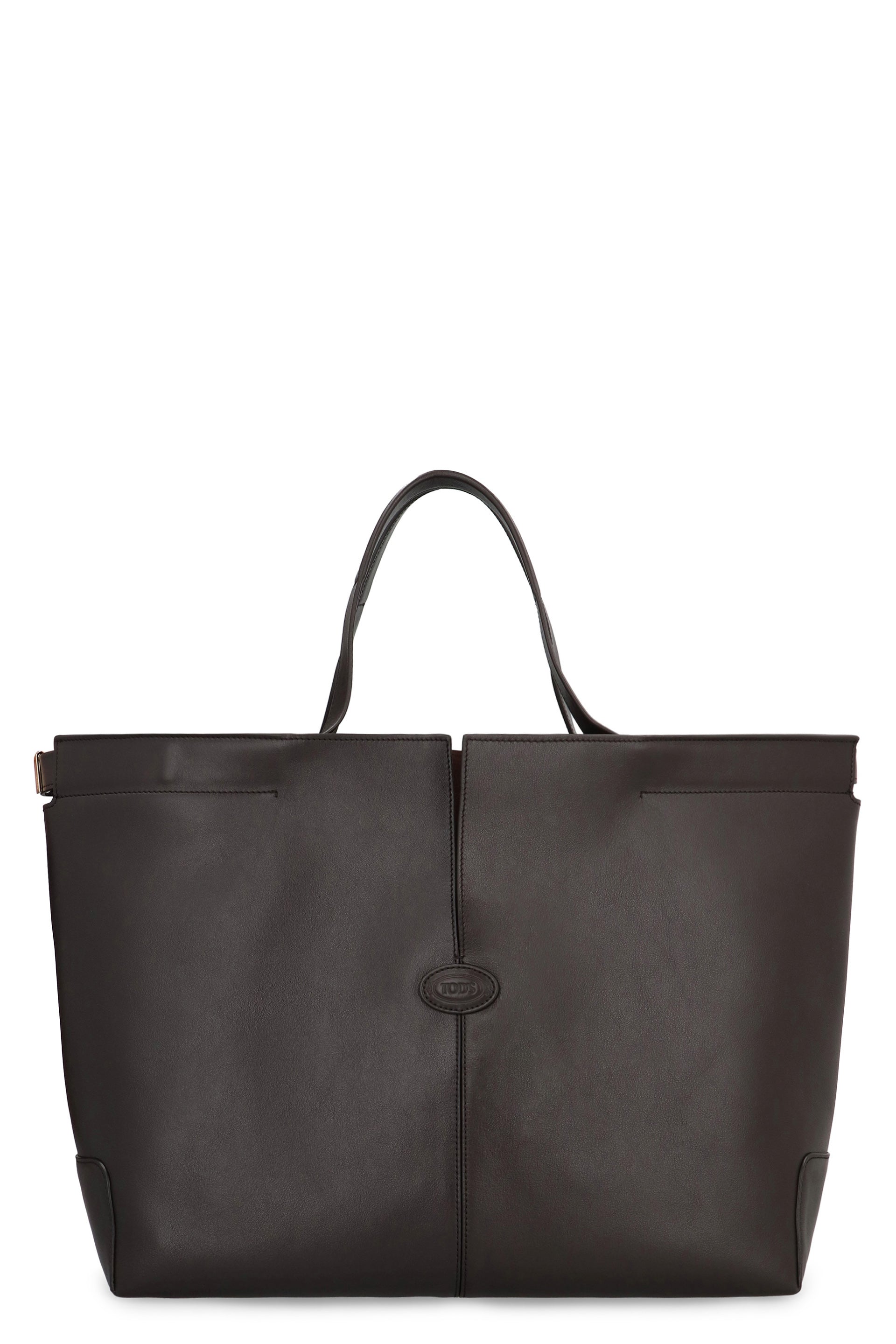 Folio leather tote