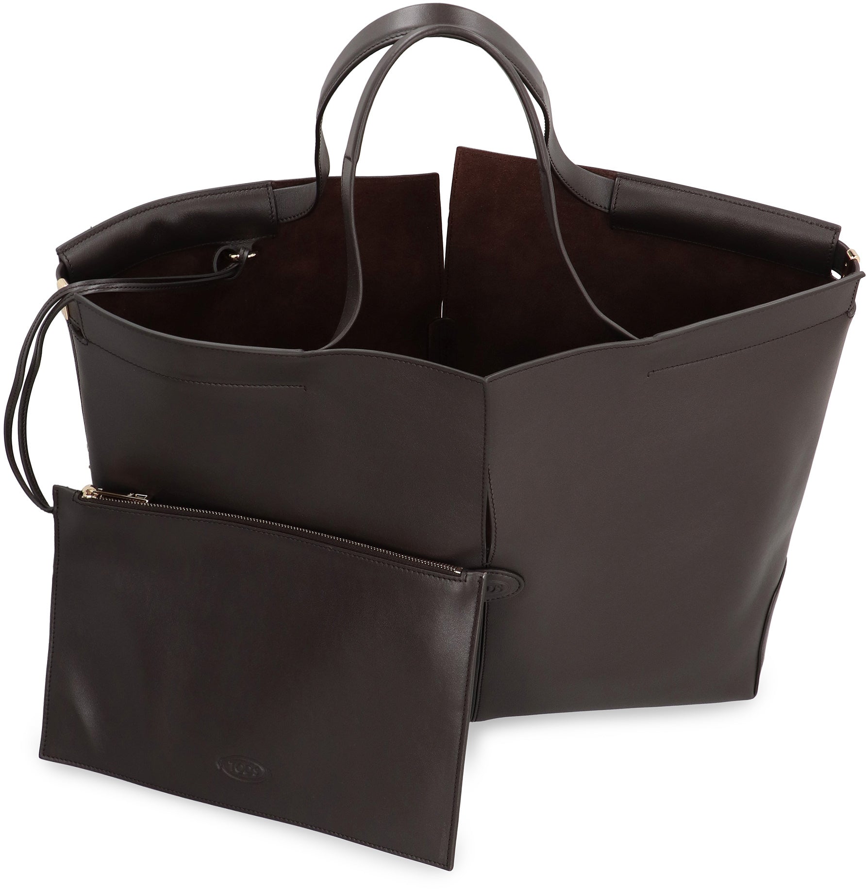 Folio leather tote