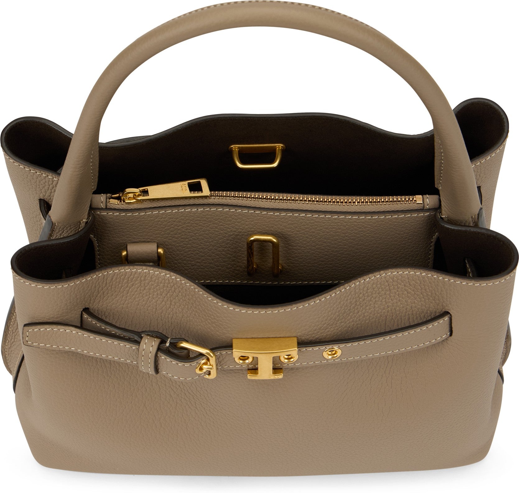 Mini handbag in beige calfskin