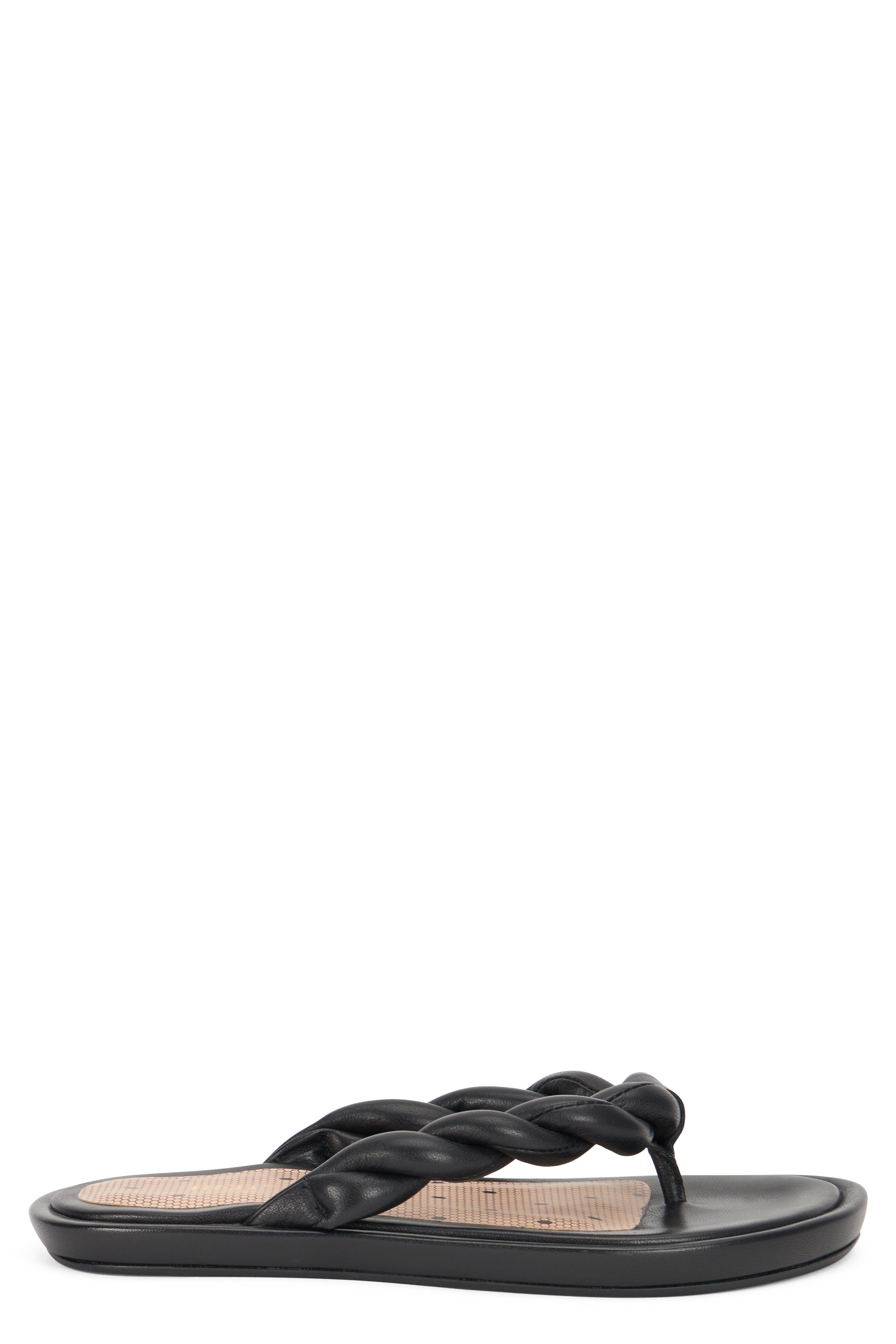 Elegant low sandals in black with braided straps.