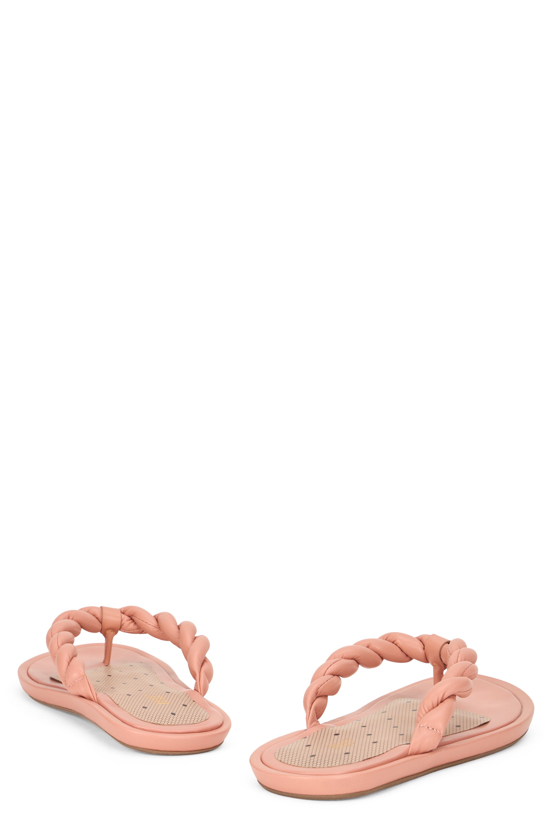 Pink salmon flip-flop sandal, stylish and comfortable.