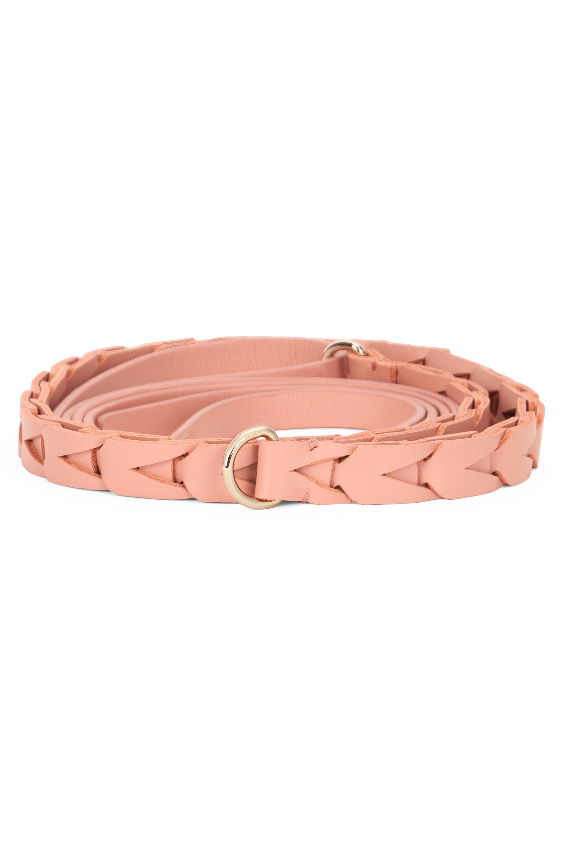 Belt in salmon pink faux leather, elegant and modern.