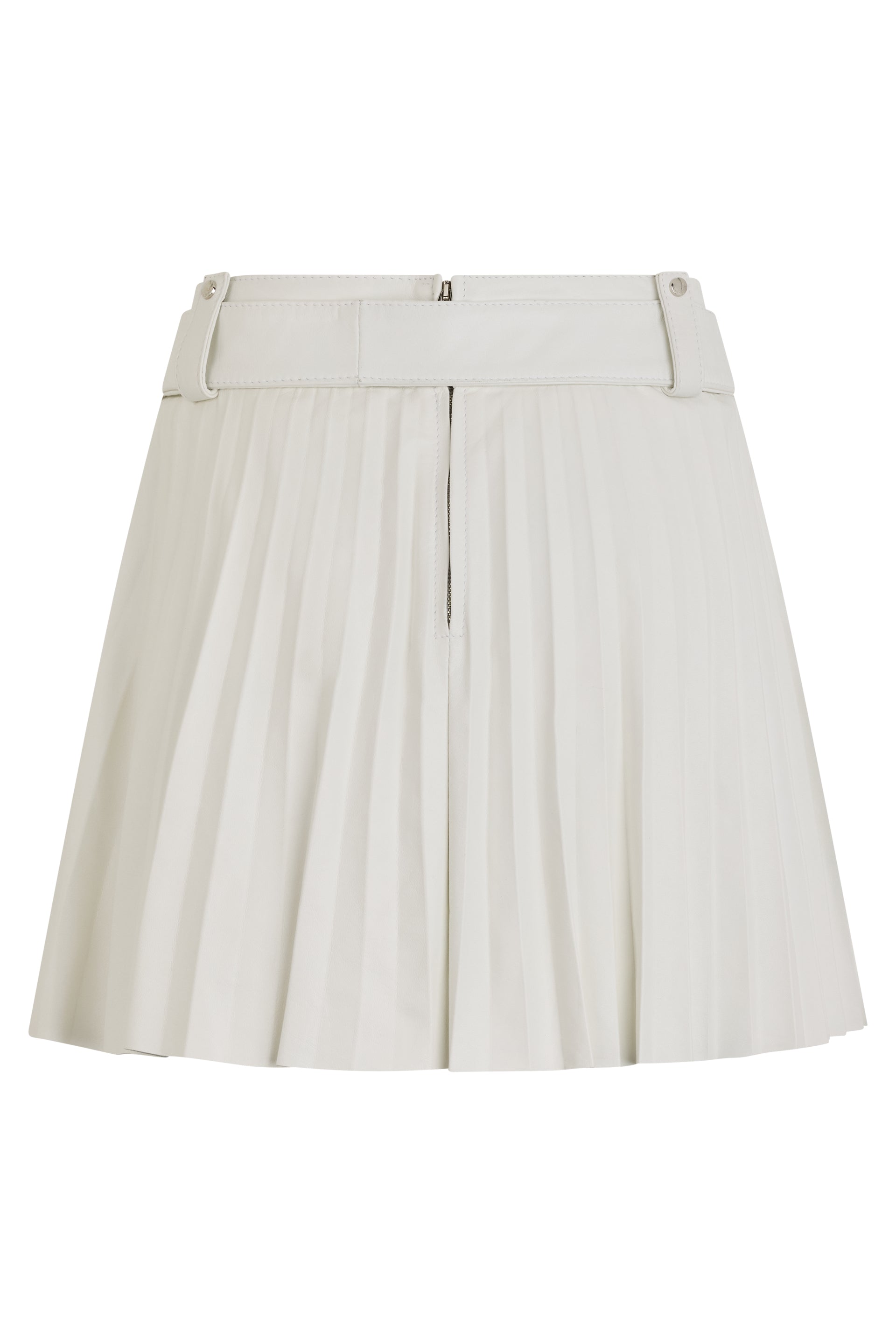 White pleated skirt, lightweight, versatile, and refined.
