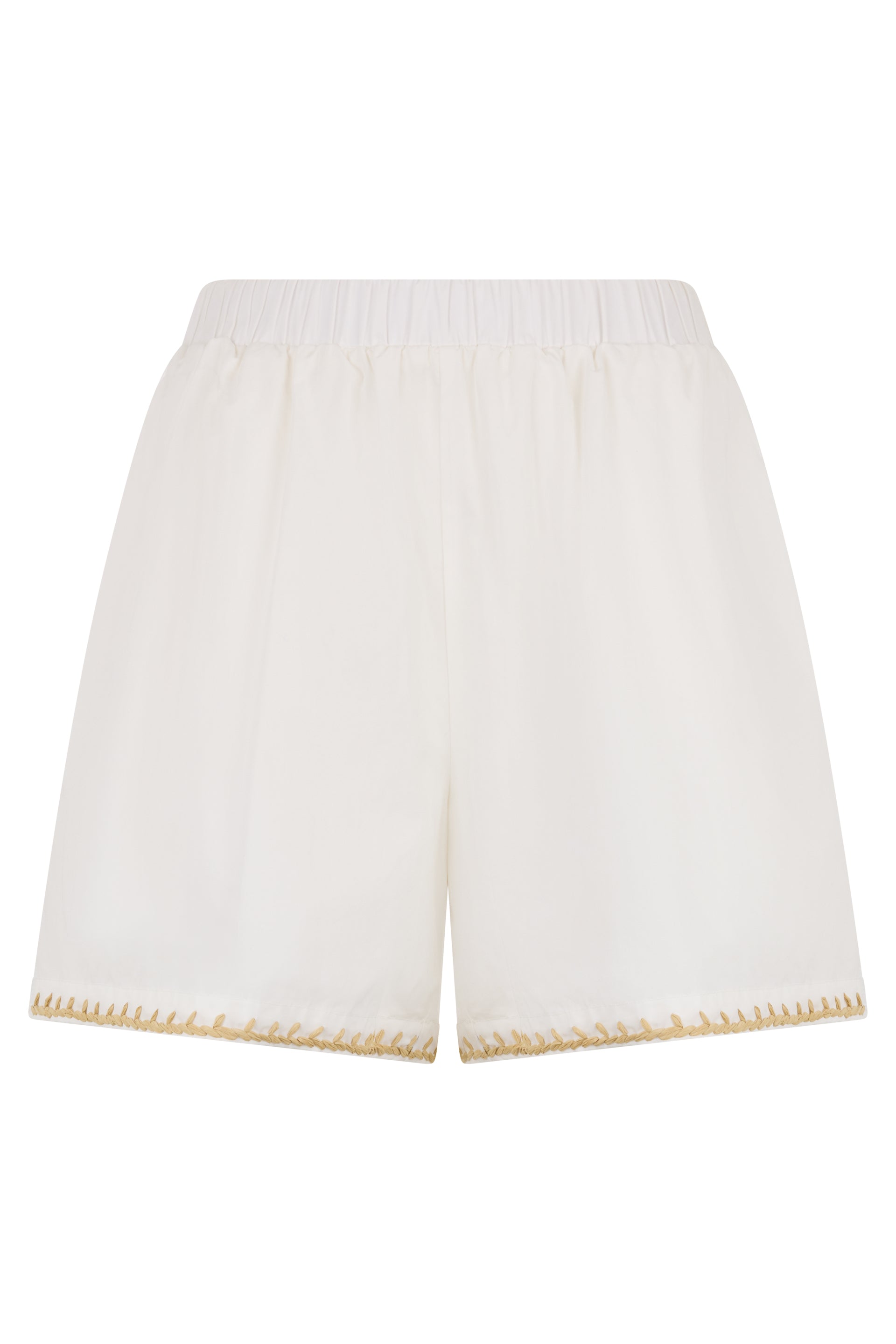 White cream shorts lightweight with elegant opening summer.