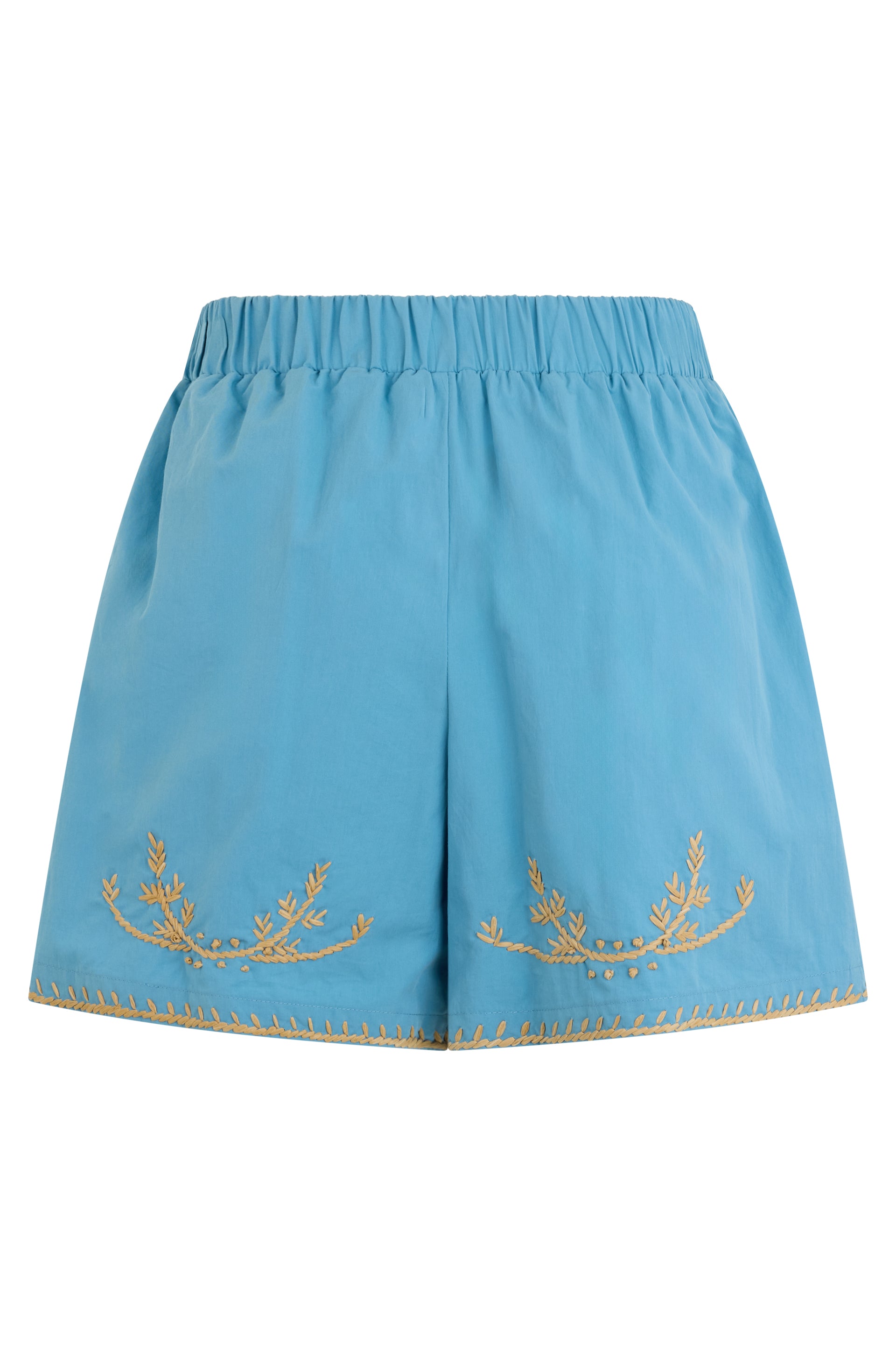 Blue lightweight shorts with high waist elegant.