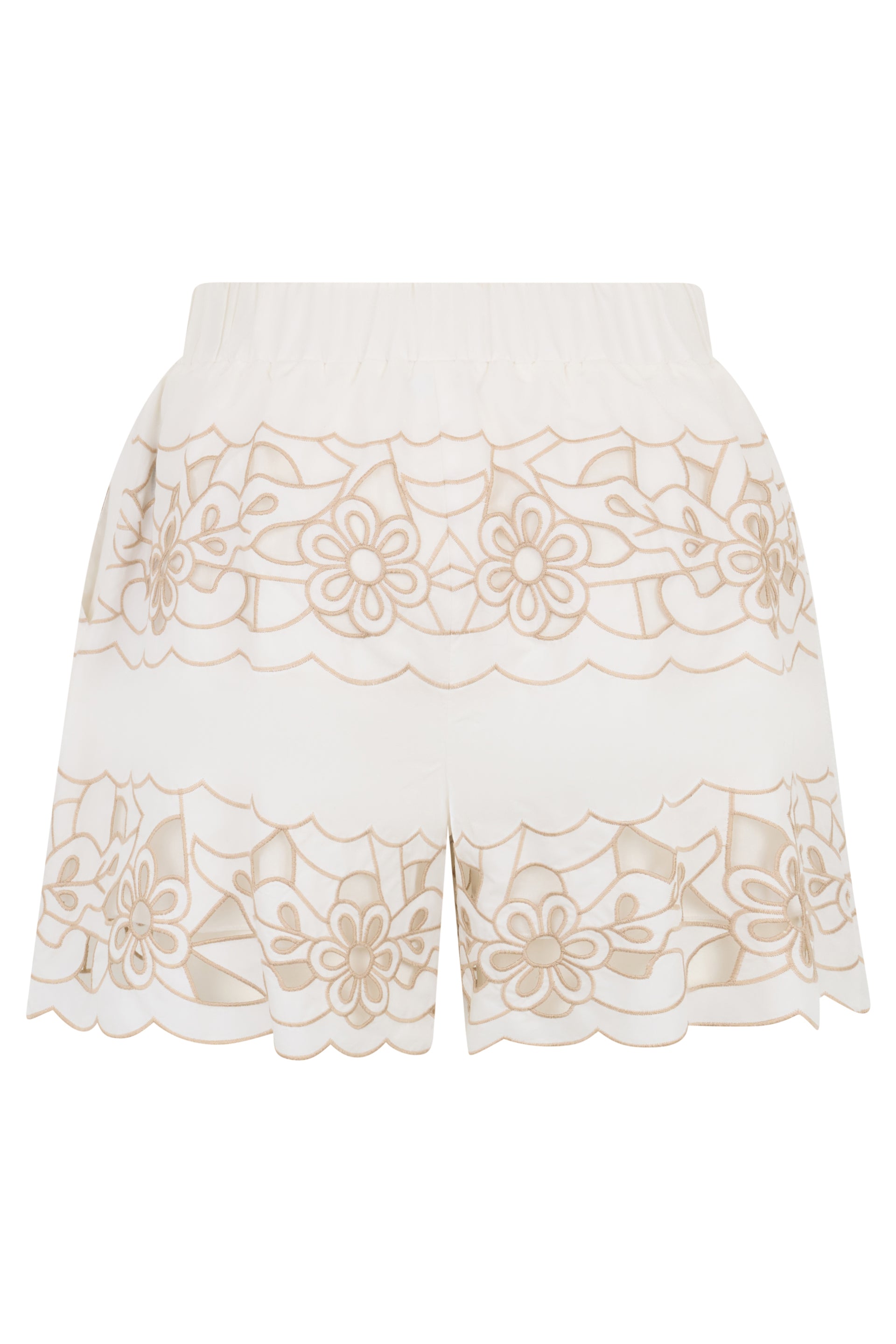 White light skirt with elegant embroidered pattern.