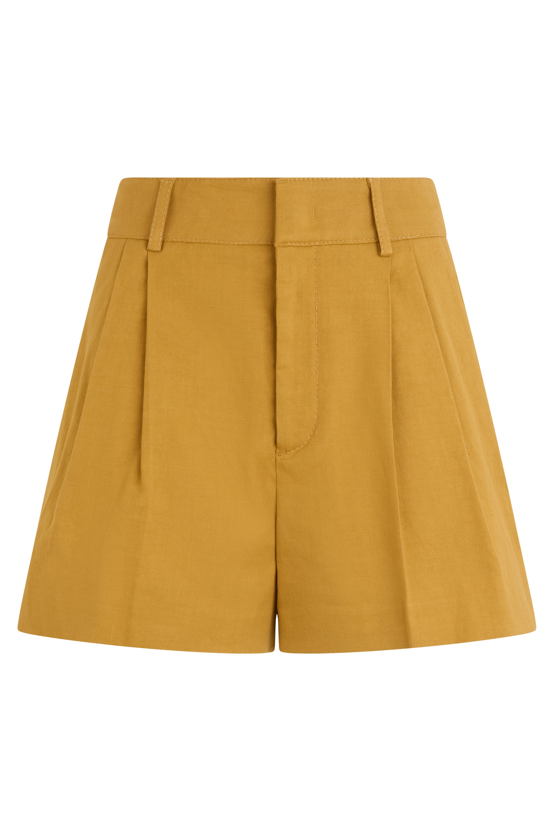 Mustard colored shorts with a minimalist and versatile design.
