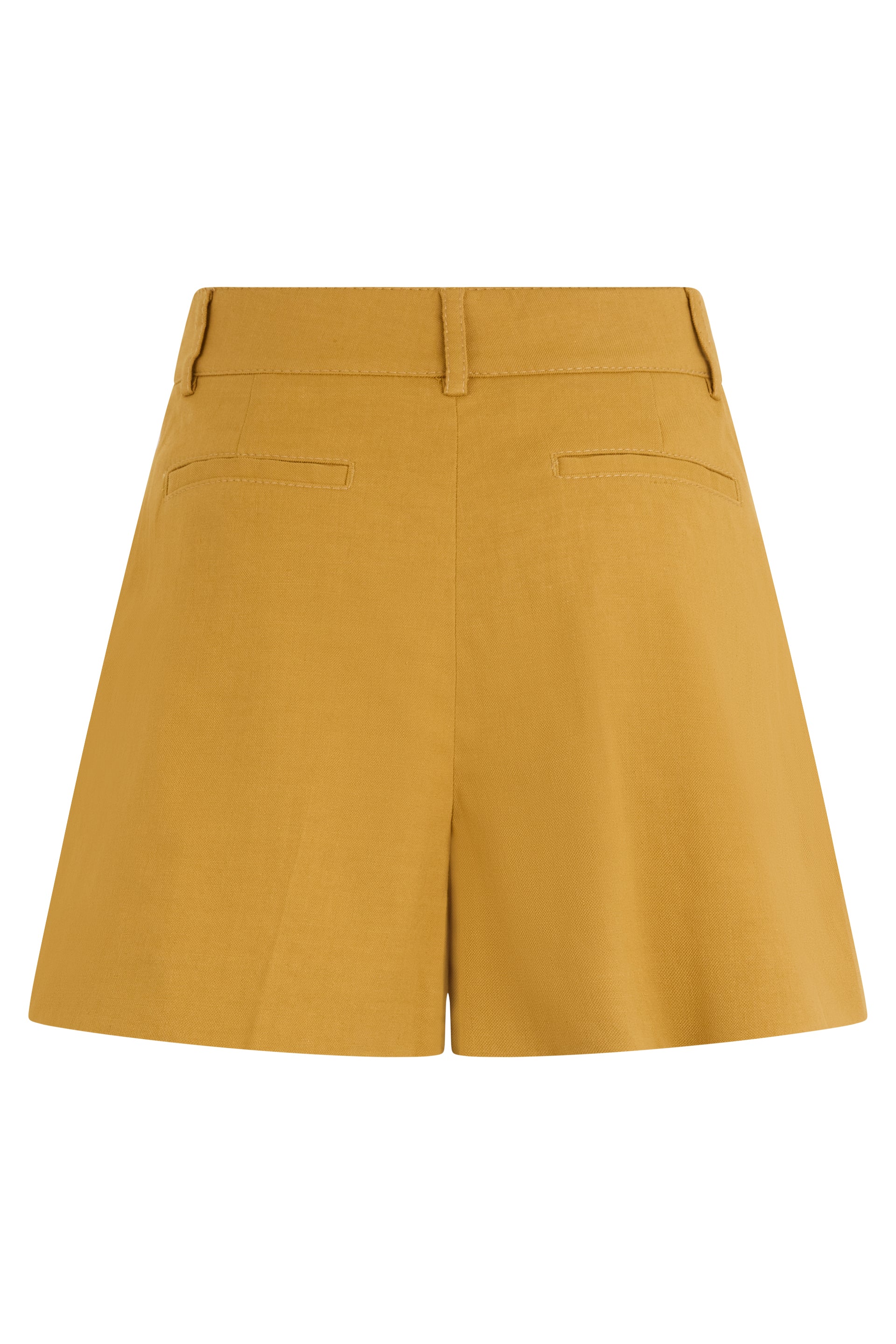 Mustard colored shorts with a minimalist and versatile design.