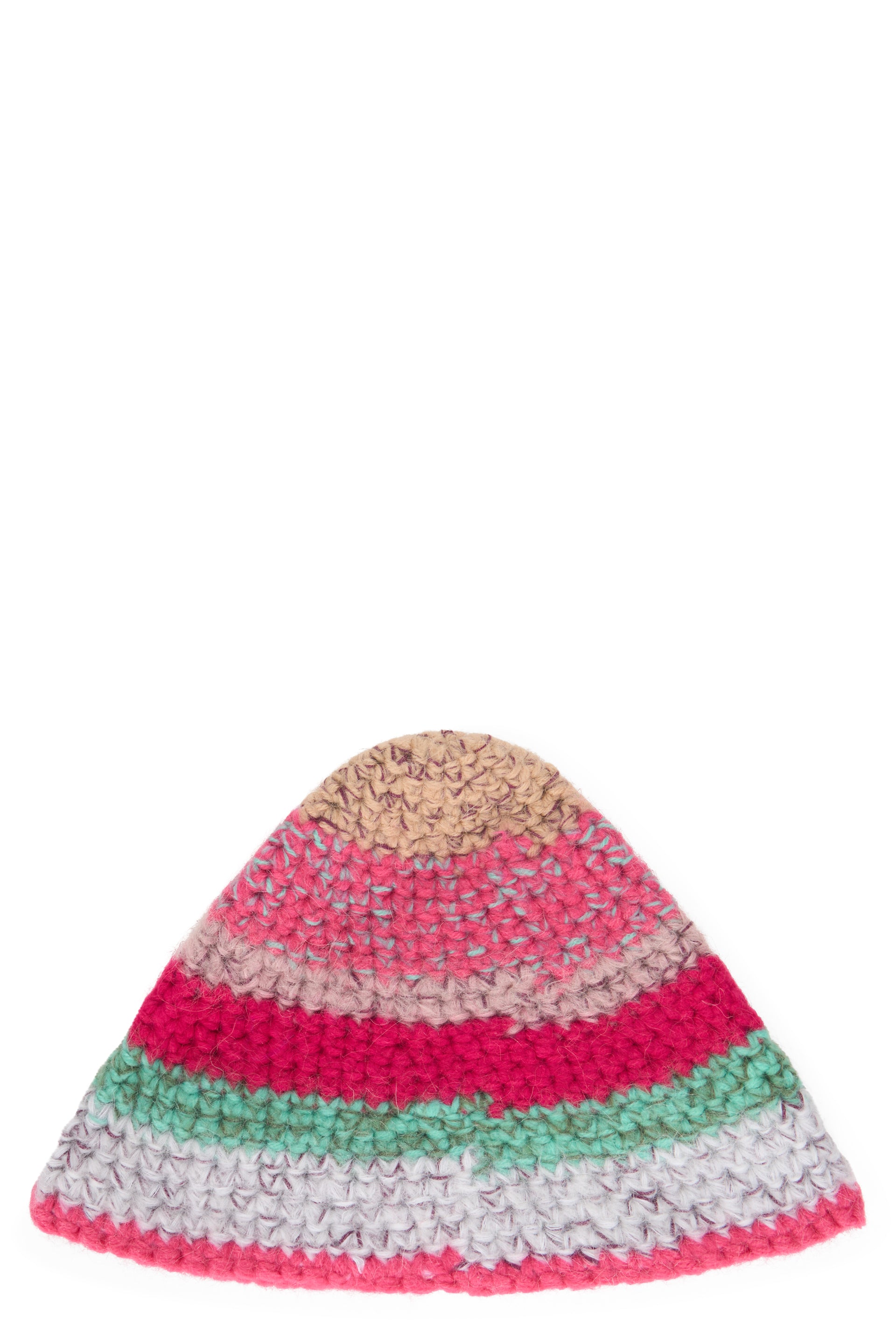 Striped, colorful hat, warm and stylish.