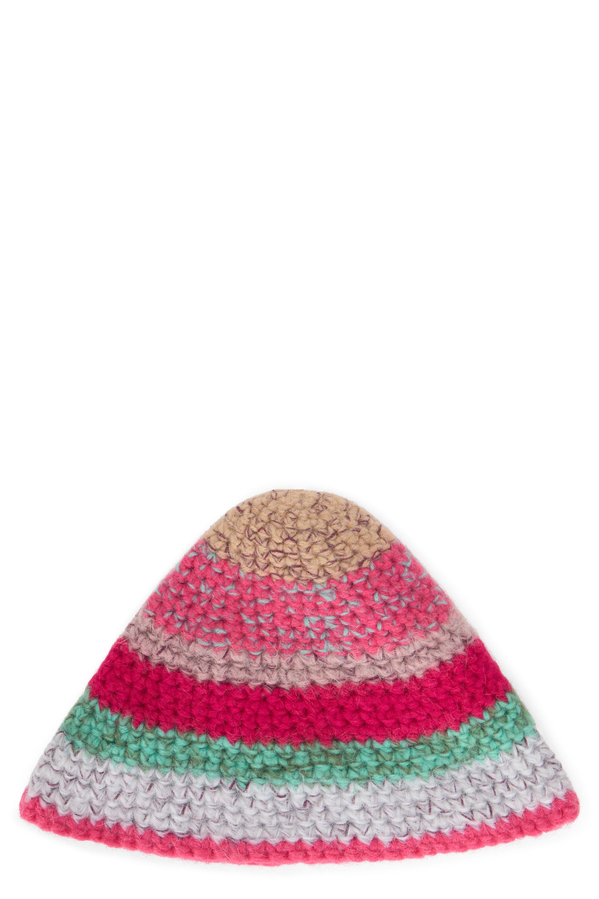 Striped, colorful hat, warm and stylish.