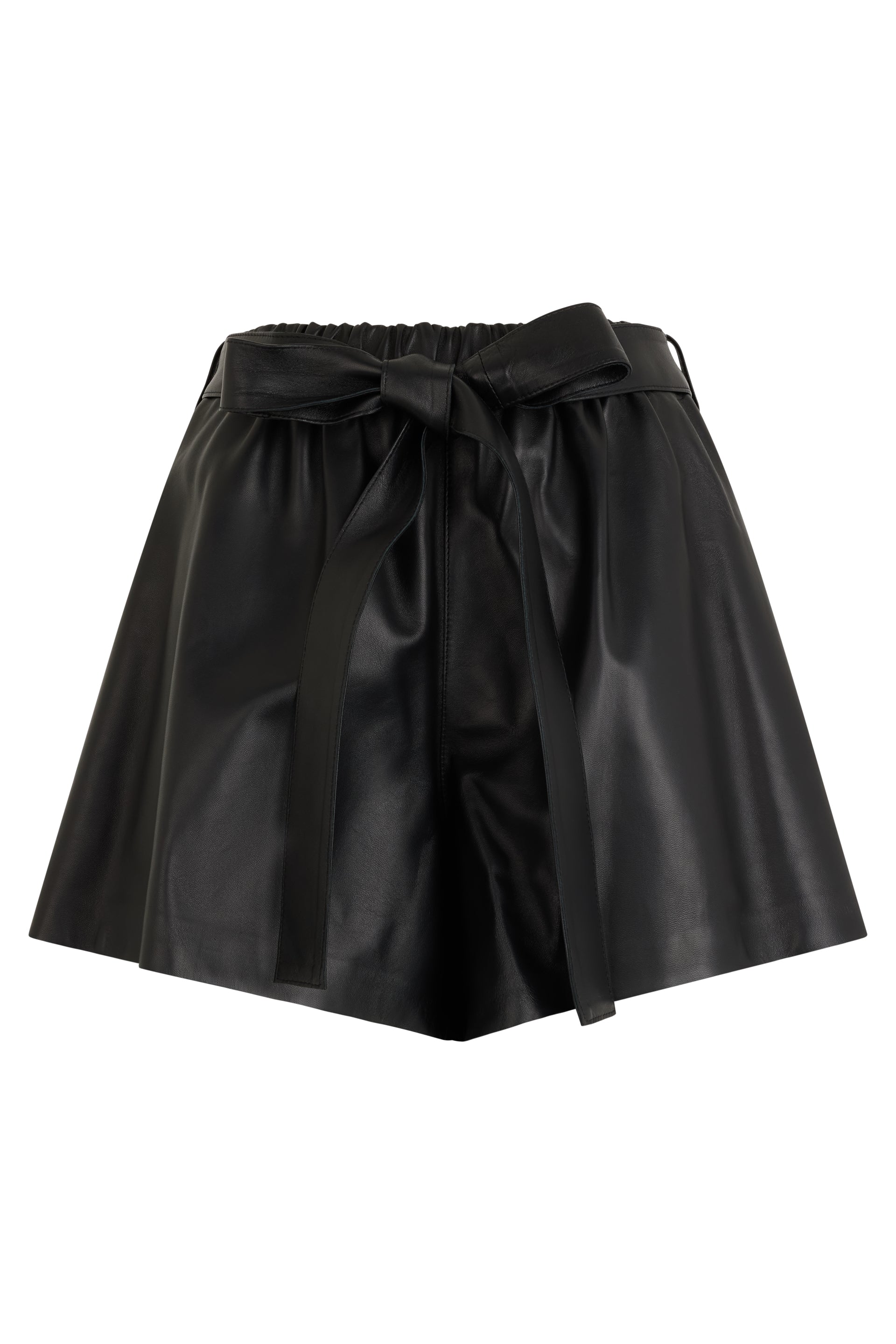Black leather shorts with an elegant and versatile design.