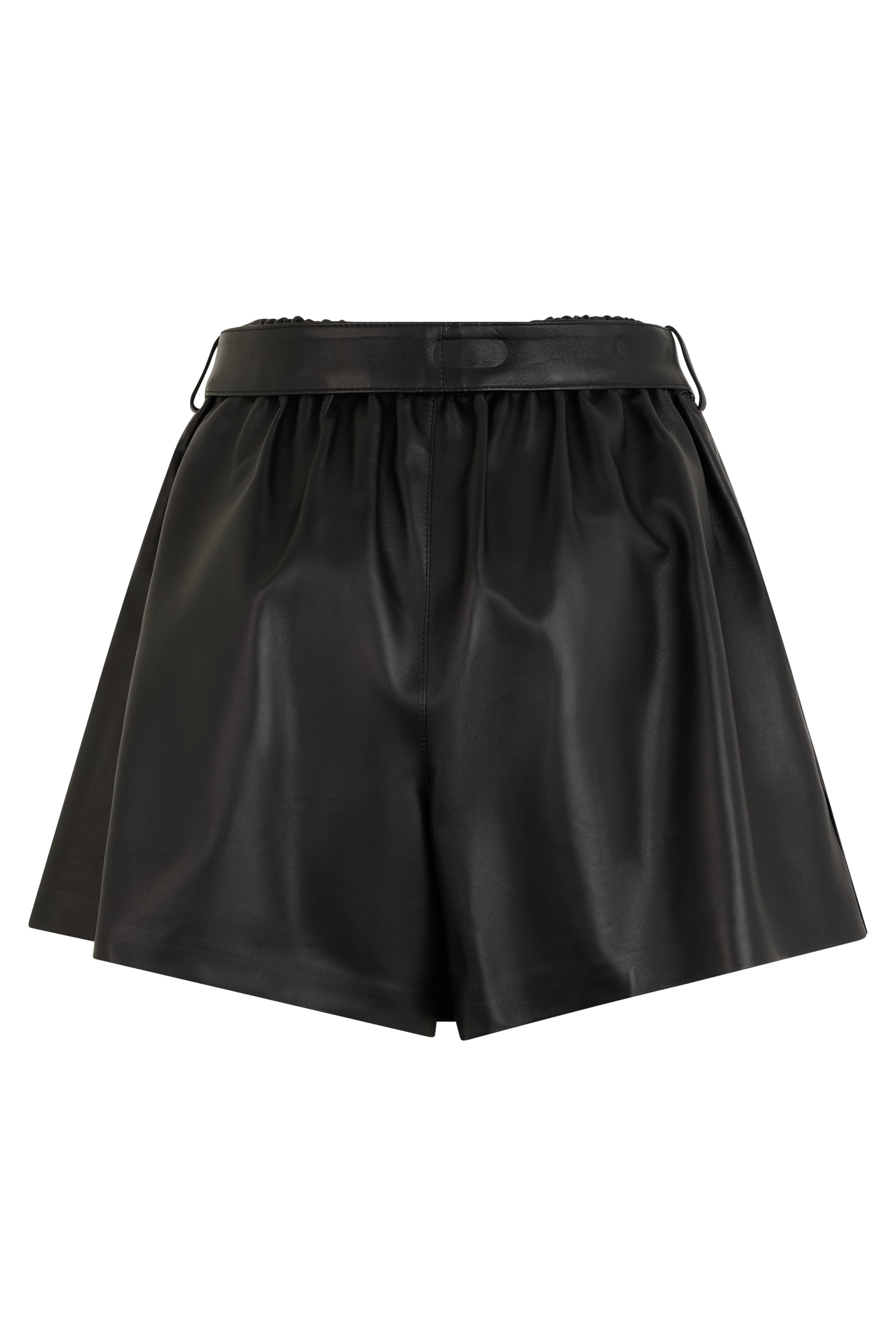 Black leather shorts with an elegant and versatile design.