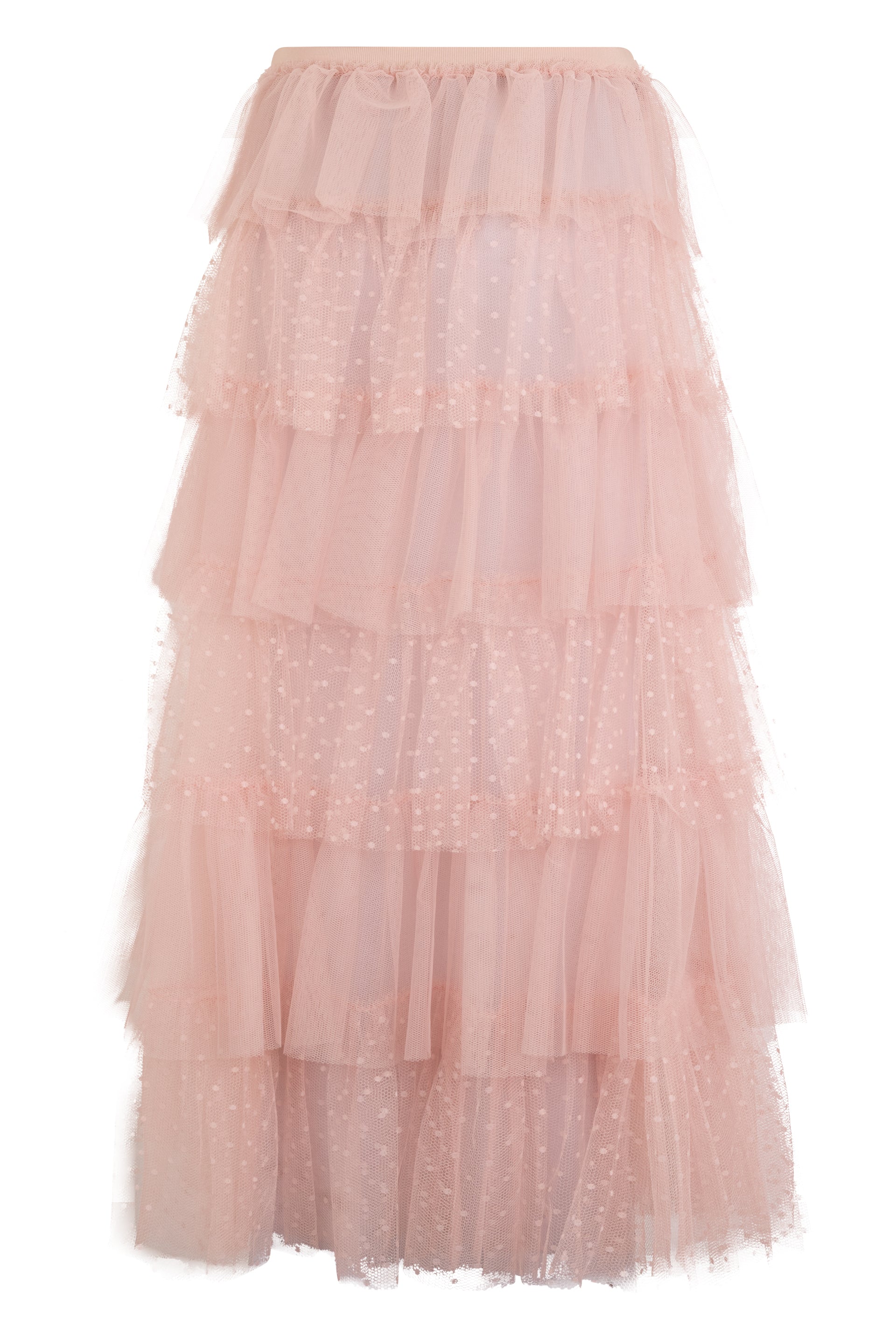 Layered pink tulle skirt.