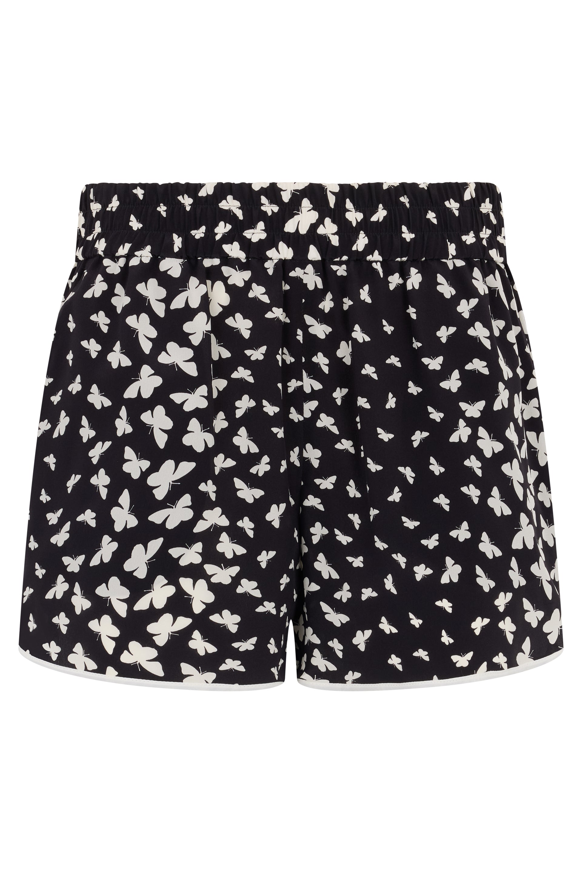 Black short pants with a white pattern.