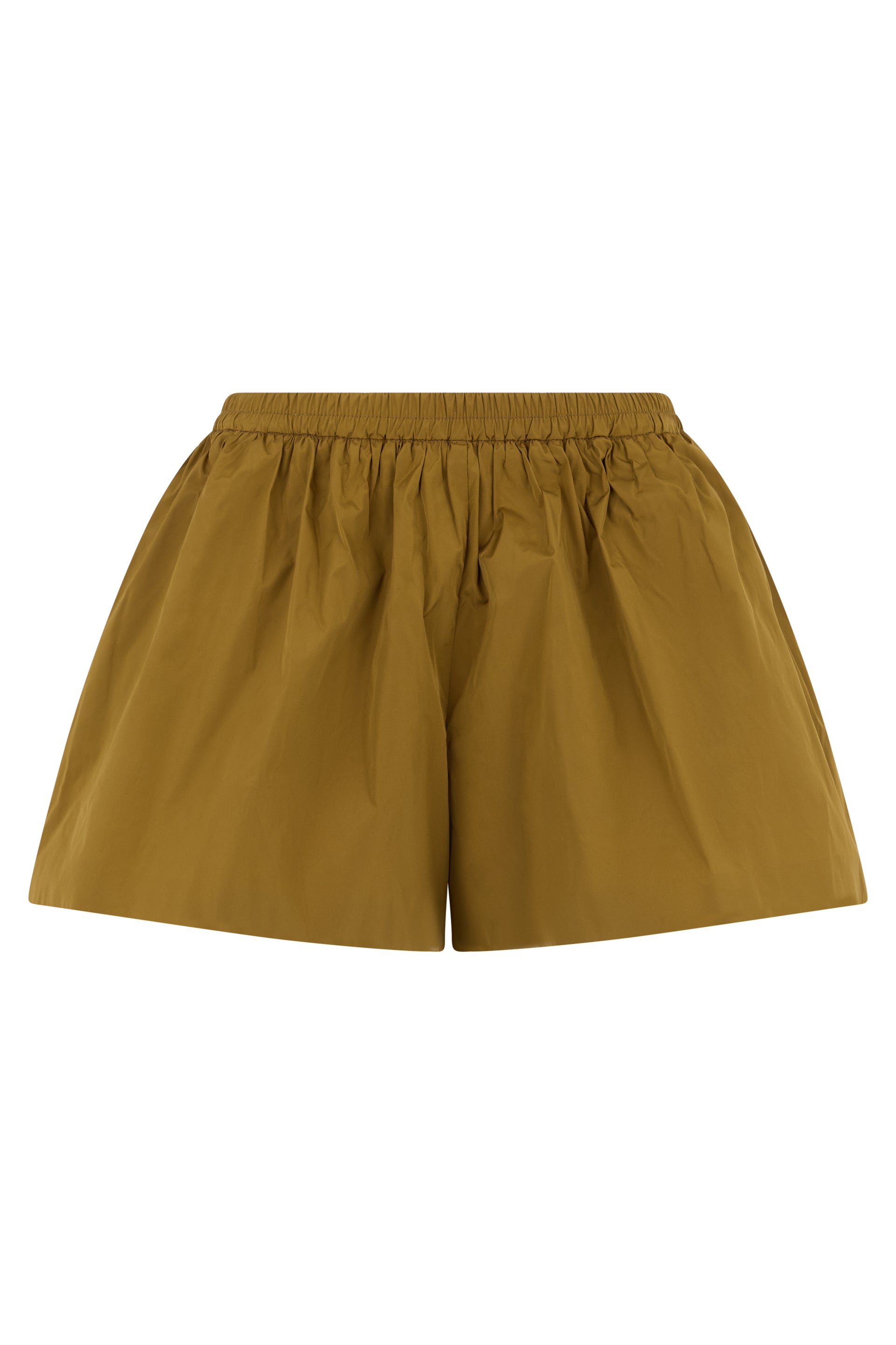 Shorts in dark mustard color, minimal and chic.
