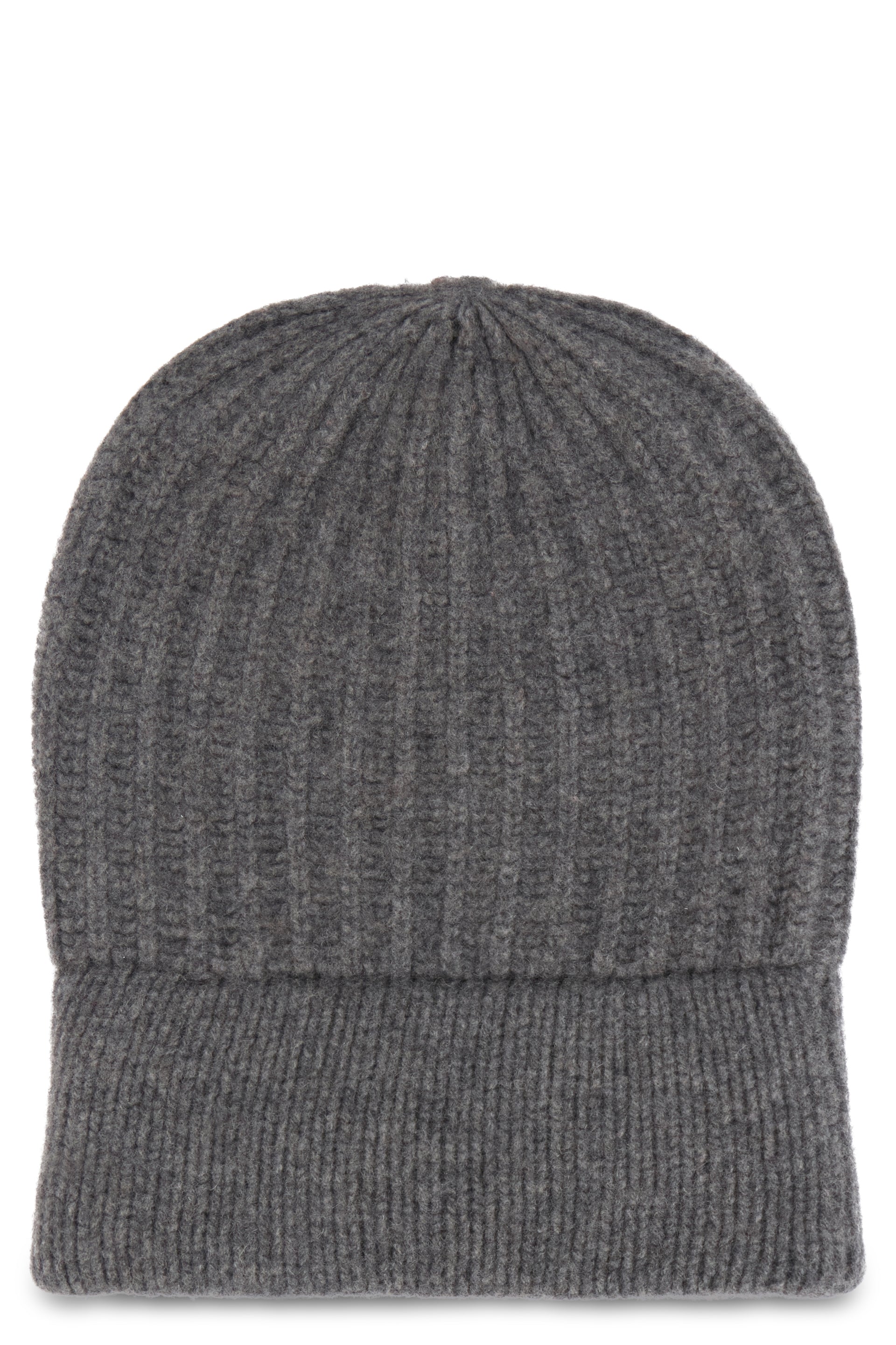 Gray knitted hat with distinctive logo