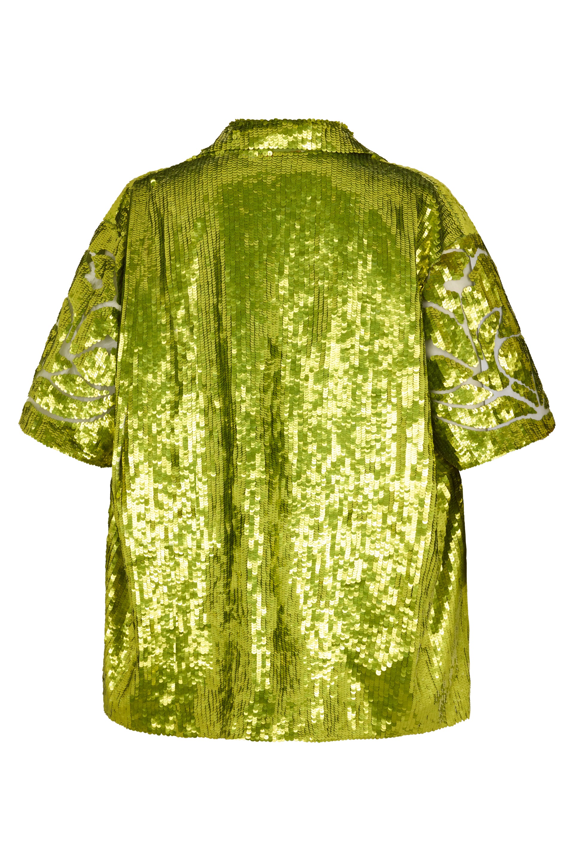Elegant green shirt with sequins and short sleeves in an oversized fit.