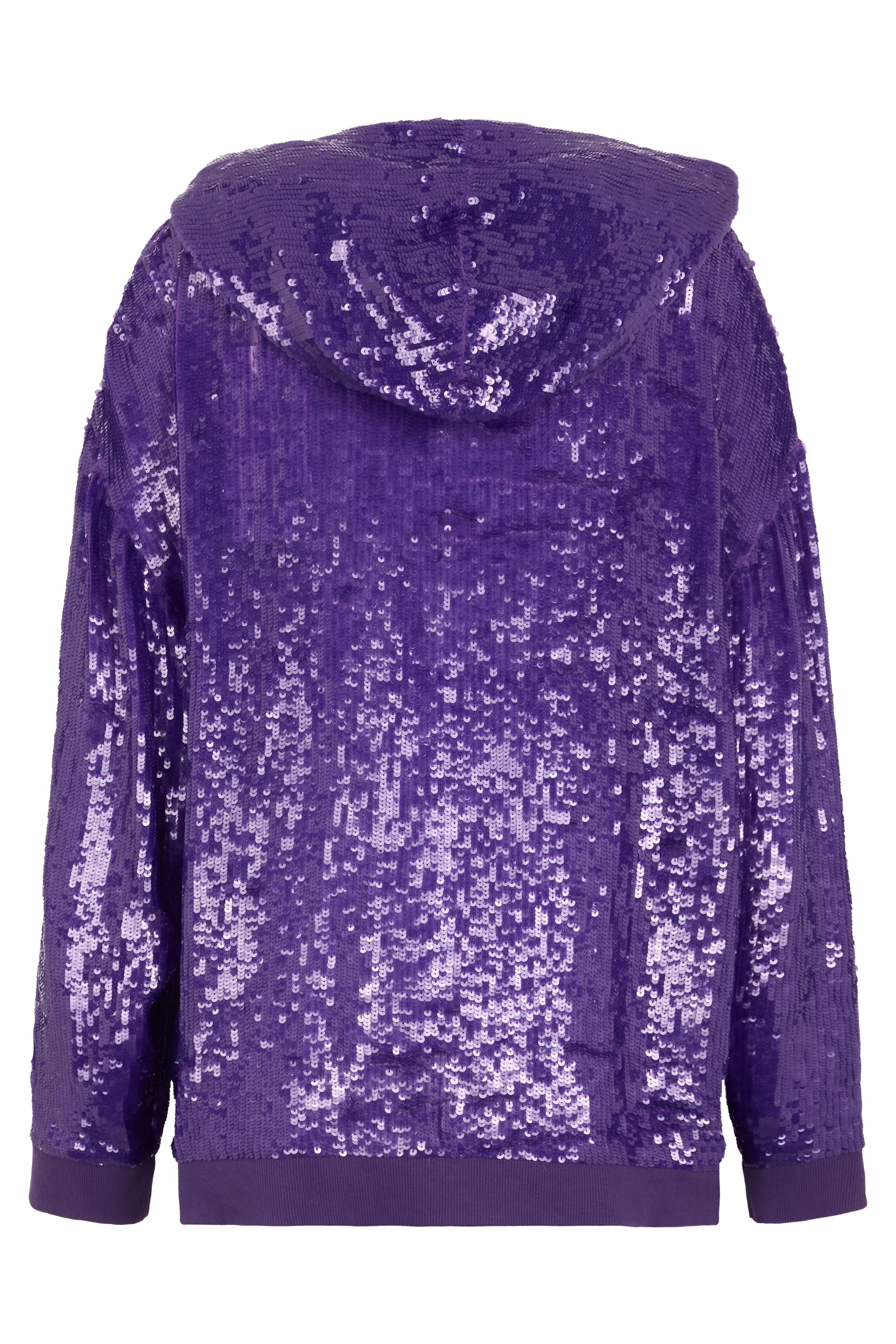 Purple hoodie with glittering sequins and a loose fit