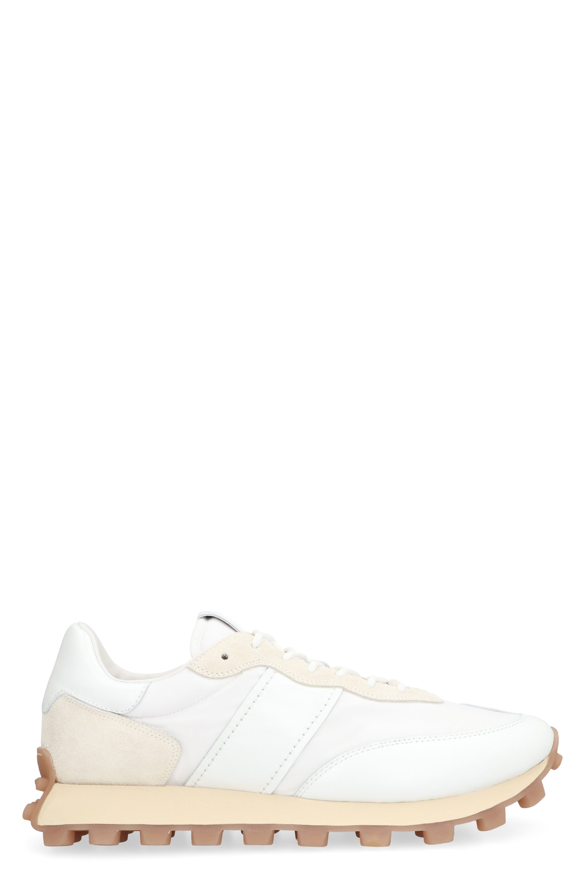 1T techno-fabric and leather sneakers