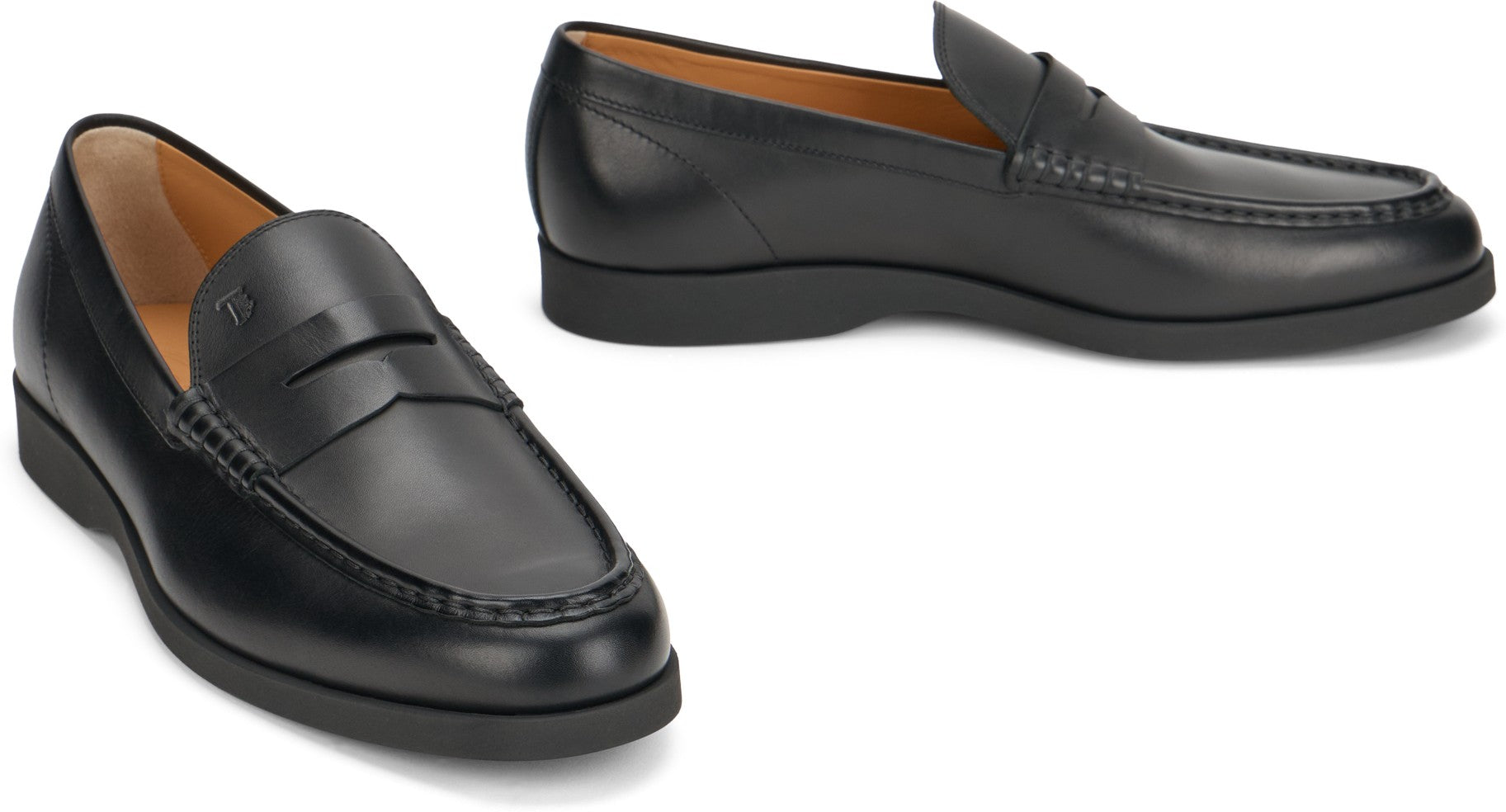 Black Leather Slip-On Moccasin