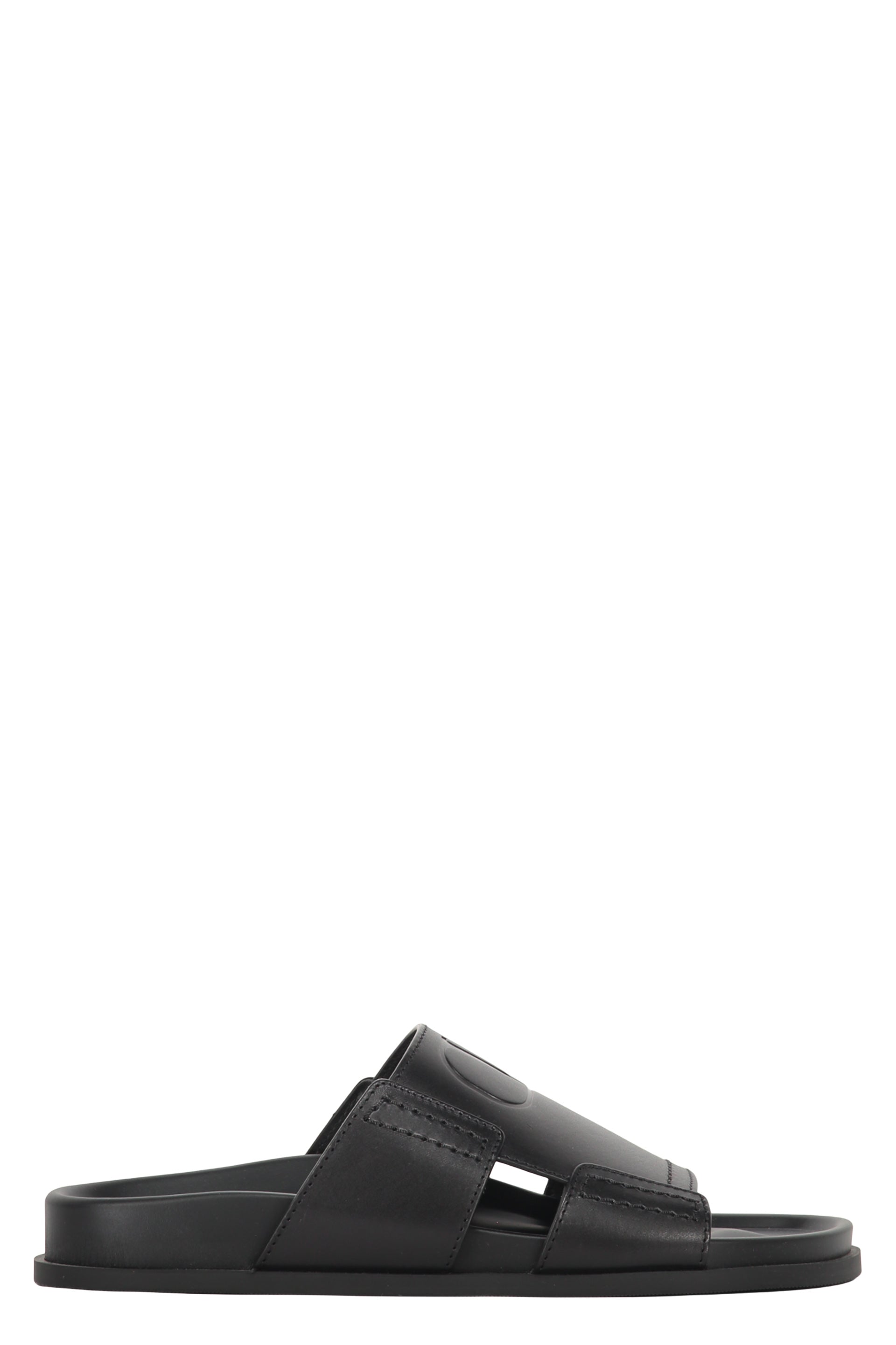 Leather slides with logo