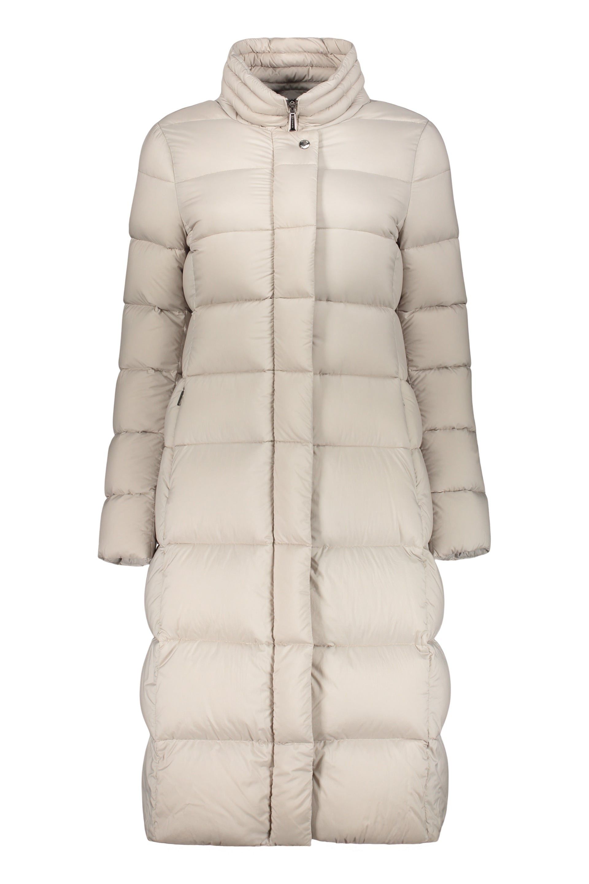 Zip and snap button fastening down jacket