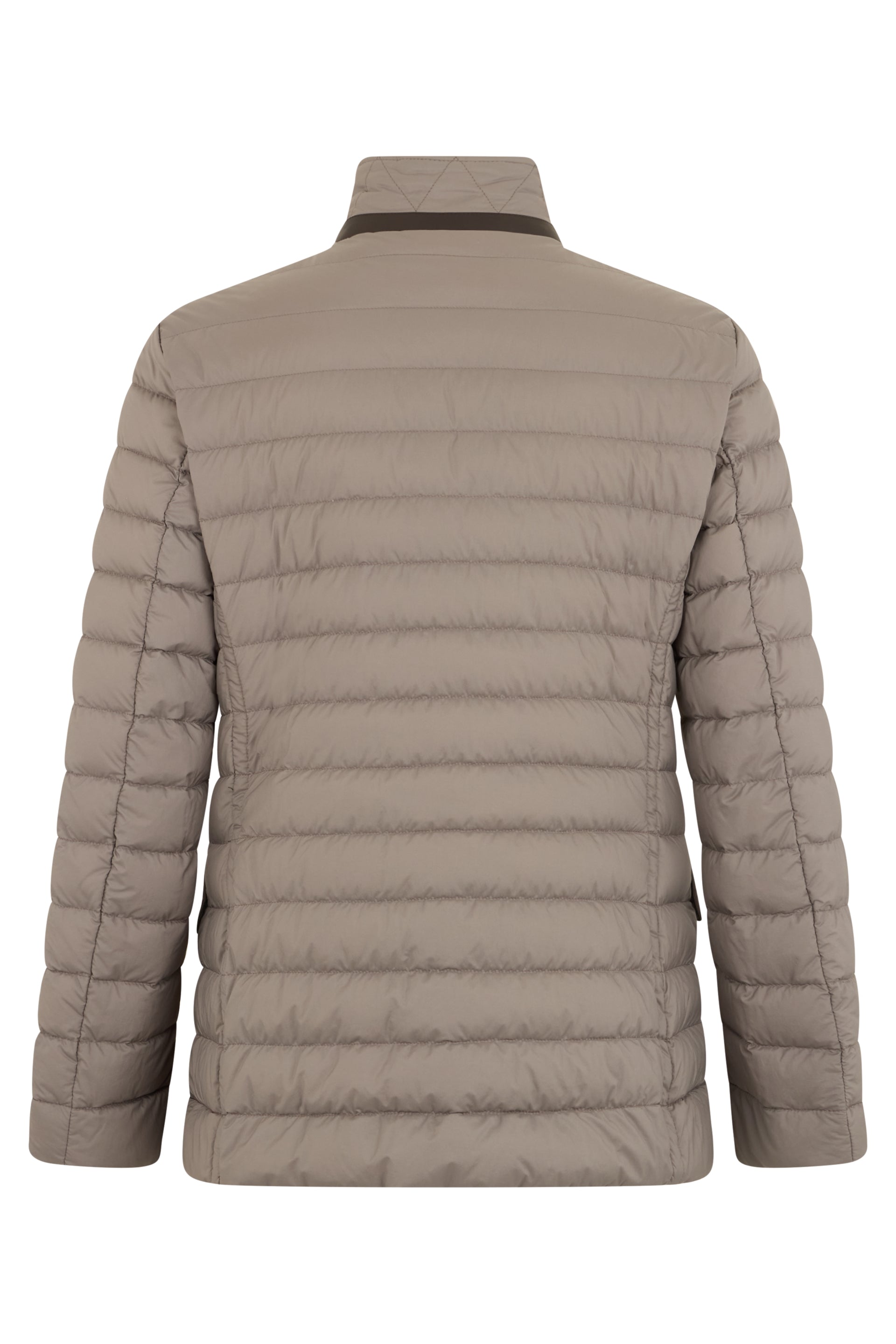 Mud-colored puffer jacket with a casual and versatile design