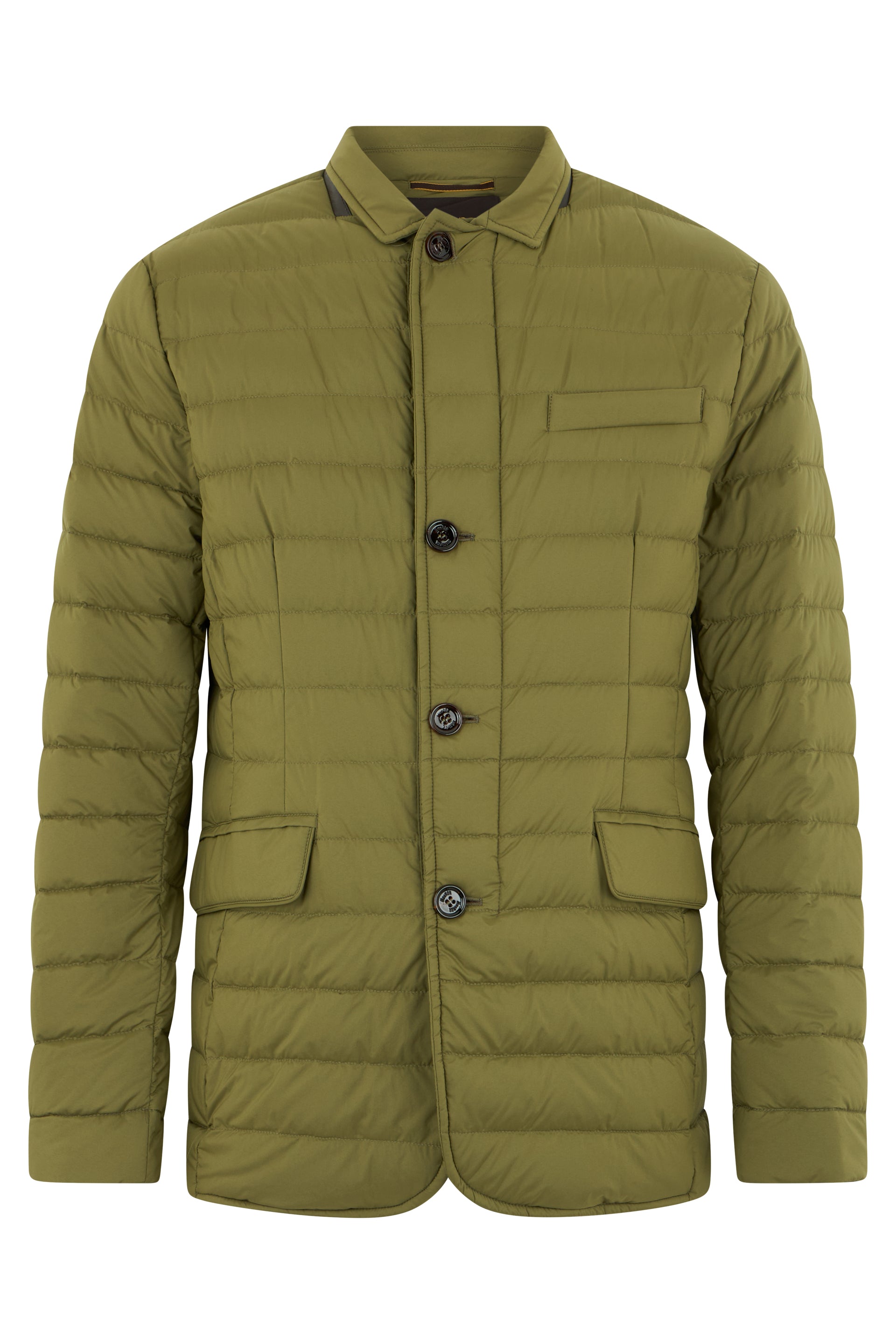 Green puffer jacket with versatile design